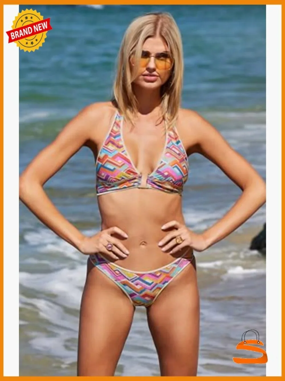 Medium Halter Bikini Top with Adjustable Ties and Removable Cups